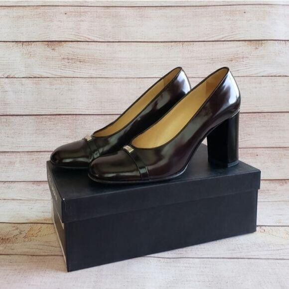 Dolce & Gabbana Vintage Leather Round Toe Pumps Heels Women's Size 39 - Picture 1 of 15